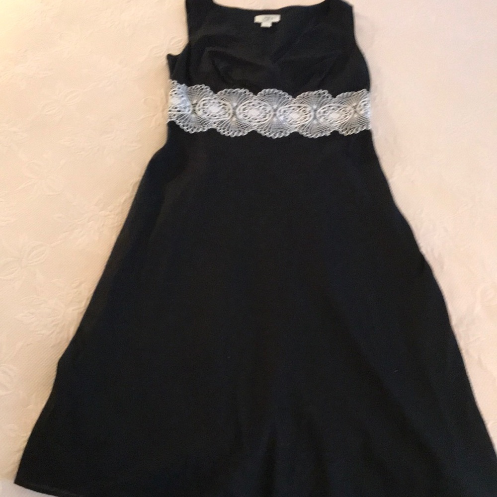 Like new! LOFT black sundress-gorgeous white trim